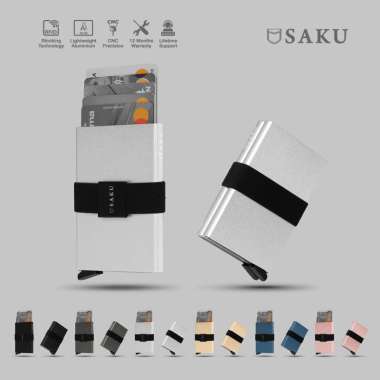 SAKU Dompet Pria Wanita Smart Wallet Card Holder Anti RFID Compact Single Silver