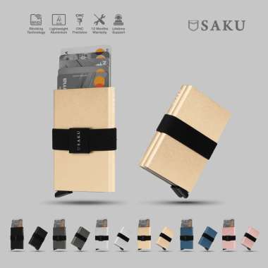 SAKU Dompet Pria Wanita Smart Wallet Card Holder Anti RFID Compact Single Gold