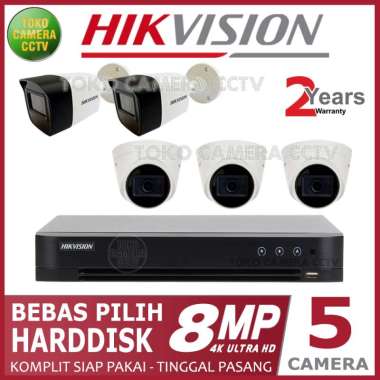 PAKET CCTV HIKVISION 8MP 8 CHANNEL 5CAMERA 8 TB