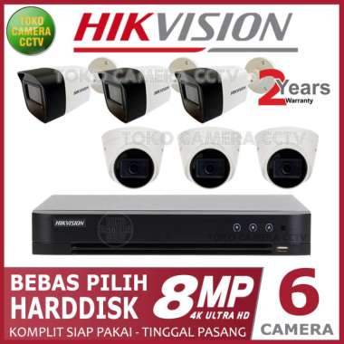 PAKET CCTV HIKVISION 8MP 8 CHANNEL 6CAMERA 6 TB