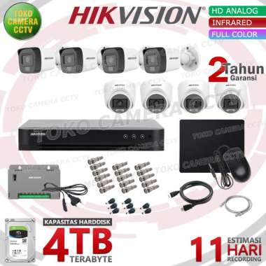 PAKET CCTV HIKVISION COLORVU 5MP 8 CHANNEL 8 KAMERA 4 TB