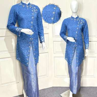 SETBA - Setelan Kebaya Tunik Brukat Set Rok Tunic Wanita Brokat Kondangan denim