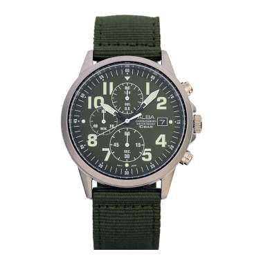 Jam Tangan Pria Alba AM3855X1 Chronograph Men Green Dial Green Nylon Strap Hitam