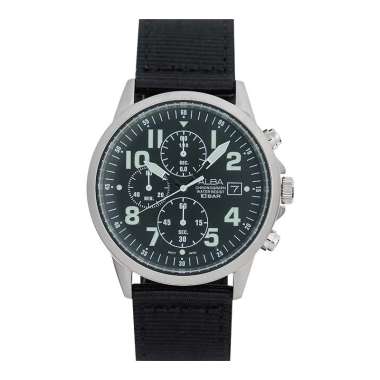 Jam Tangan Pria Alba AM3853X1 Chronograph Men Black Dial Black Nylon Strap Hitam