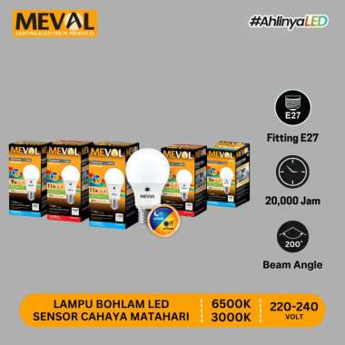 Meval Lampu Bohlam LED Sensor Cahaya Matahari Advance Series 9 Watt Putih