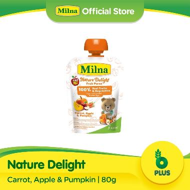 Milna Nature Delight Pure Buah Wortel, Apel, Labu 80gr (6-12 Bulan)