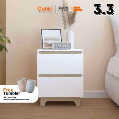 Cubic Nakas Minimalis / Bedside Meja Samping / LUNA MILANO NK 45 - Putih