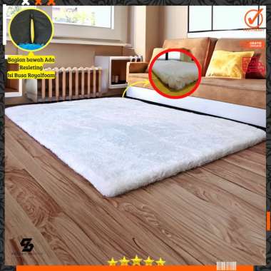 Karpet bulu rasfur ukuran 150x100X5CM biru laut