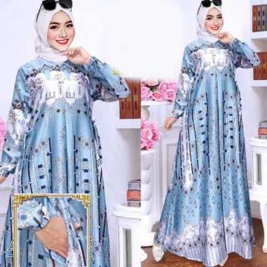 RAFLES - Baju Gamis Batik Wanita Muslimah Gaun Pesta Wanita Muslim Dewasa Mewah RFS 7
