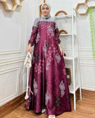 RAFLES - Baju Gamis Batik Wanita Muslimah Gaun Pesta Wanita Muslim Dewasa Mewah RFS 6