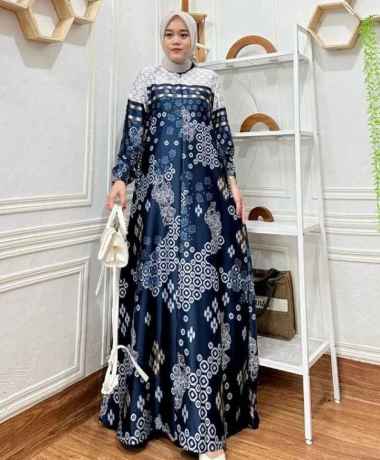 RAFLES - Baju Gamis Batik Wanita Muslimah Gaun Pesta Wanita Muslim Dewasa Mewah RFS 5