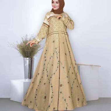 RAFLES - Baju Gamis Batik Wanita Muslimah Gaun Pesta Wanita Muslim Dewasa Mewah RFS 3