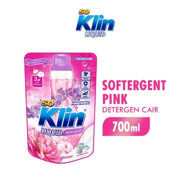 Soklin Softergent Liquid Antibacterial Pink Pouch 700 mL -