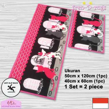 Tren-D-rugs Karpet keset kaki kucing cat modern alas lantai dapur set lorong panjang runner koridor