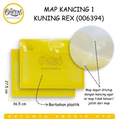 1 PCS MAP KANCING 1 / MAP PLASTIK / MAP DOKUMEN KUNING - REX 006394