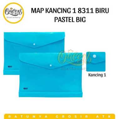 1 PCS MAP KANCING 1 / MAP PLASTIK / MAP DOKUMEN BIRU PASTEL - BIG