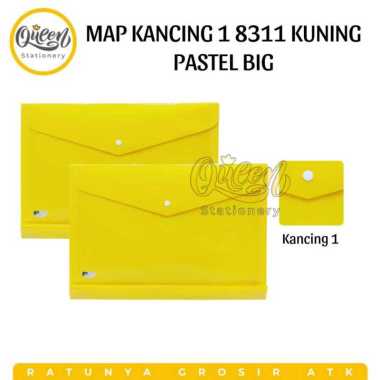 1 PCS MAP KANCING 1 / MAP PLASTIK / MAP DOKUMEN KUNING PASTEL -BIG
