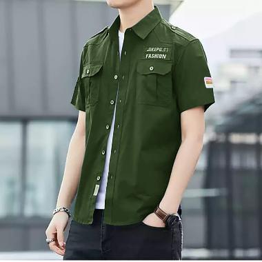 Kemeja Lengan Pendek Pria Hem Casual Cowok Baju Pria Distro Army Free Size