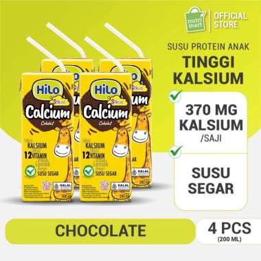 HiLo School Chocolate Ready to Drink 200ml - Susu Tinggi Kalsium Rendah Lemak