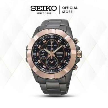 Jam Tangan Pria Seiko Chronograph SNAD03 SNAD03P1 Black Gold Original