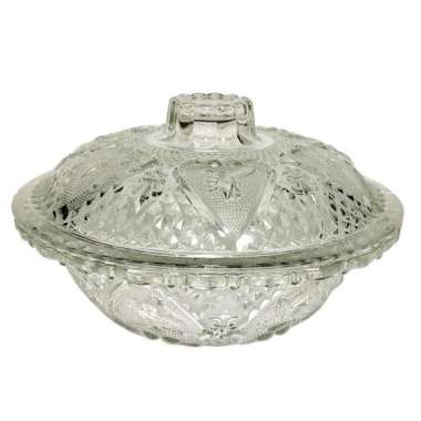 Mangkok Sayur / wadah Saji kaca Dengan Tutup Diameter 17 CM vol 450 ml Kimglass TRANSPARANT