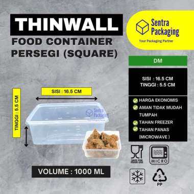 DM - Kotak Makan Persegi 1000ml / Thinwall / Food Container - DM- PACK
