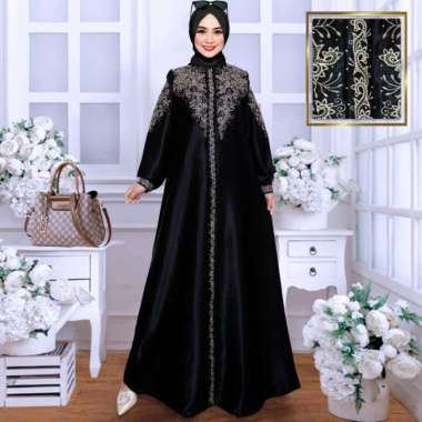 KRS5 model baju gamis pesta mewah dan elegan simple terbaru hitam