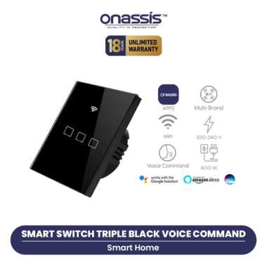 ONASSIS SMART SWITCH TRIPLE BLACK VOICE COMMAND