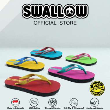 Swallow Sandal Jepit Junior Kid - Sendal Karet Anak Pria Wanita Anti Selip 7.5 Red