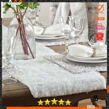 taplak meja bulu rasfur 75x45cm ungu tua