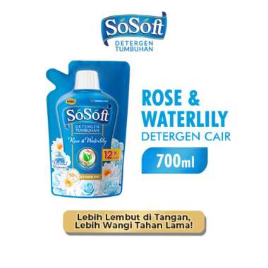 So Soft Detergen Cair Rose & Waterlily Pouch 700 mL
