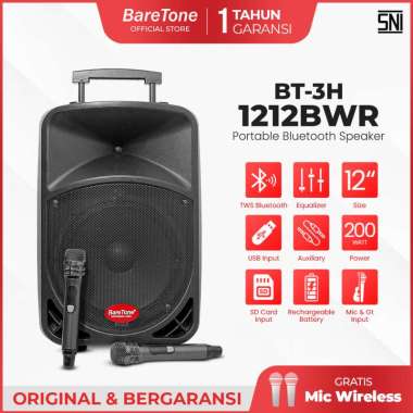 BareTone Speaker Portable BT-3H1212BWR - 12 Inch TWS Bluetooth