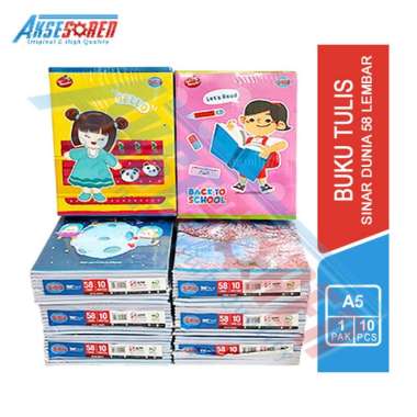 Buku Tulis Sekolah Sinar Dunia [Isi 58 Lembar/ 10 Buku] / Write Book Sidu [1 Pack] Motif Perempuan