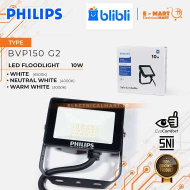 PHILIPS Lampu Sorot LED 10W BVP150 Floodlight 10 watt Putih Kuning Kuning