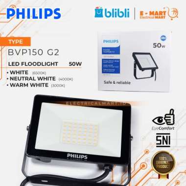 PHILIPS Lampu Sorot LED 50W BVP150 Floodlight 50 watt SMART EKONOMIS Putih