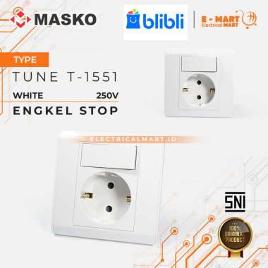 MASKO TUNE Saklar ENGKEL STOP ARDE T-1551 / Stop Kontak 2P + Saklar