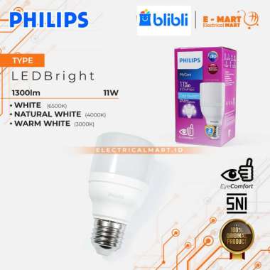 PHILIPS LED BRIGHT 11W Putih / LED 11Watt PHILIPS GROSIR LEBIH TERANG