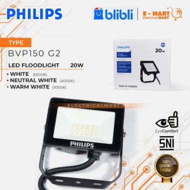 PHILIPS Lampu Sorot LED 20W BVP150 Floodlight 20 watt Putih Kuning Kuning