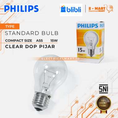 PHILIPS Dop Pijar 15w 25w 60w 75w 100w / Lampu Kuning Panas 15 Watt