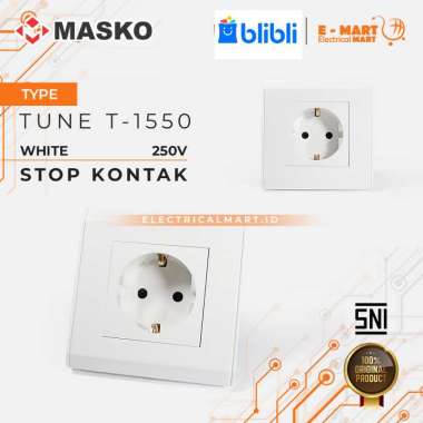 MASKO TUNE STOP KONTAK T-1550 / Colokan Minimalis Tanam SNI