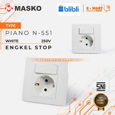 MASKO PIANO STOP KONTAK + SAKLAR N-551 / SAKLAR ENGKEL STOP ARDE TANAM