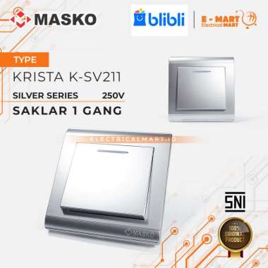 Masko Krista SILVER Saklar Tunggal K-SV211 Abu-abu Engkel 1 Gang