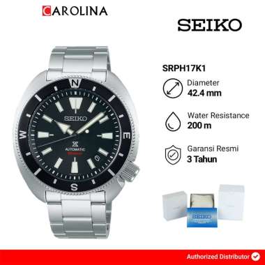 Jam Tangan Pria Seiko Prospex SRPH17K1 Tortoise Land Automatic Black Dial Stainless Steel Strap