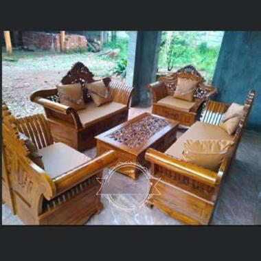 Meja kursi tamu/ Sofa kayu jati ukir Mebel Jepara