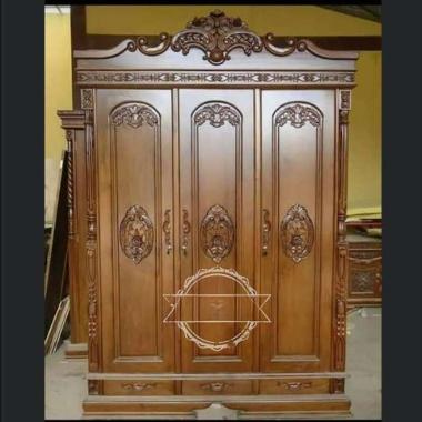 free ongkir Lemari pakaian pintu 3 kayu jati ukir Mebel Jepara