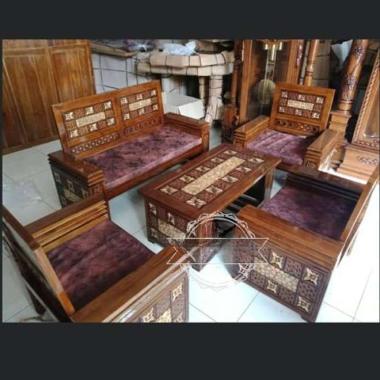 meja kursi tamu murah sofa jati + busa matras busa dudukan