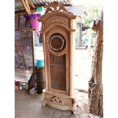 Mebel Asli Jepara Lemari Jam Hias Full Jati - Jam Berdiri