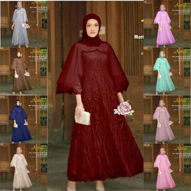 SNOEBEL BATIQUE LIBA LUNA Maxi Gamis Wanita Brukat LONGDRESS MUSLIM MARUN