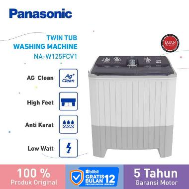 Panasonic NA-W125FCV1V Mesin Cuci 2Tabung Low Watt&Volt [12.5 Kg] Grey