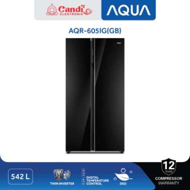 AQUA Kulkas Side by Side 541 Liter Twin Inverter Deo Fresh AQR-605IG-GB